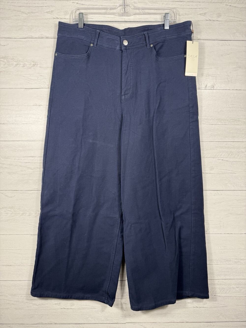 Calia kickback wide leg pant relaxed fit womens 16 navy blue high rise NEW